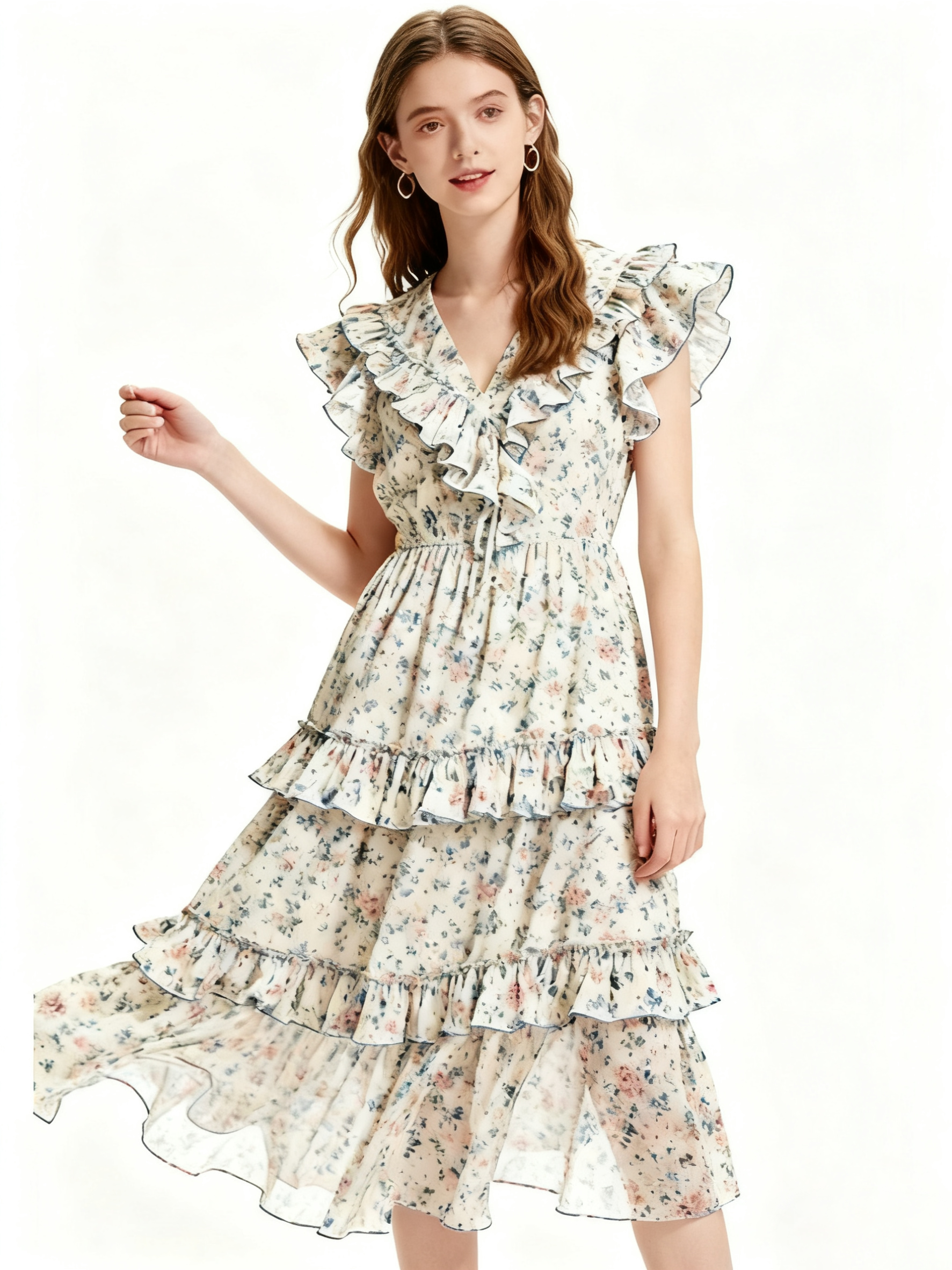 TIERED RUFFLE DRESS_ABDR5278