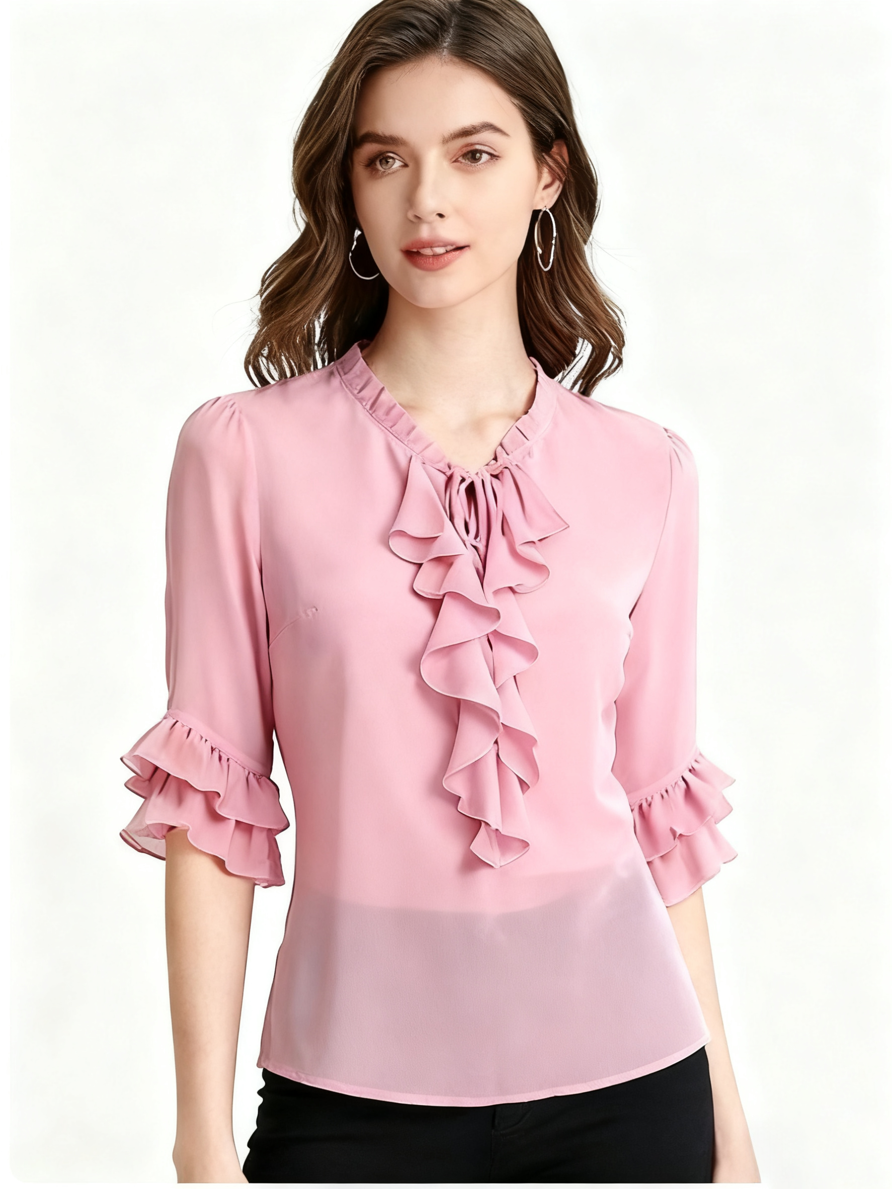 Chiffon Ruffle Blouse_ABCS7965