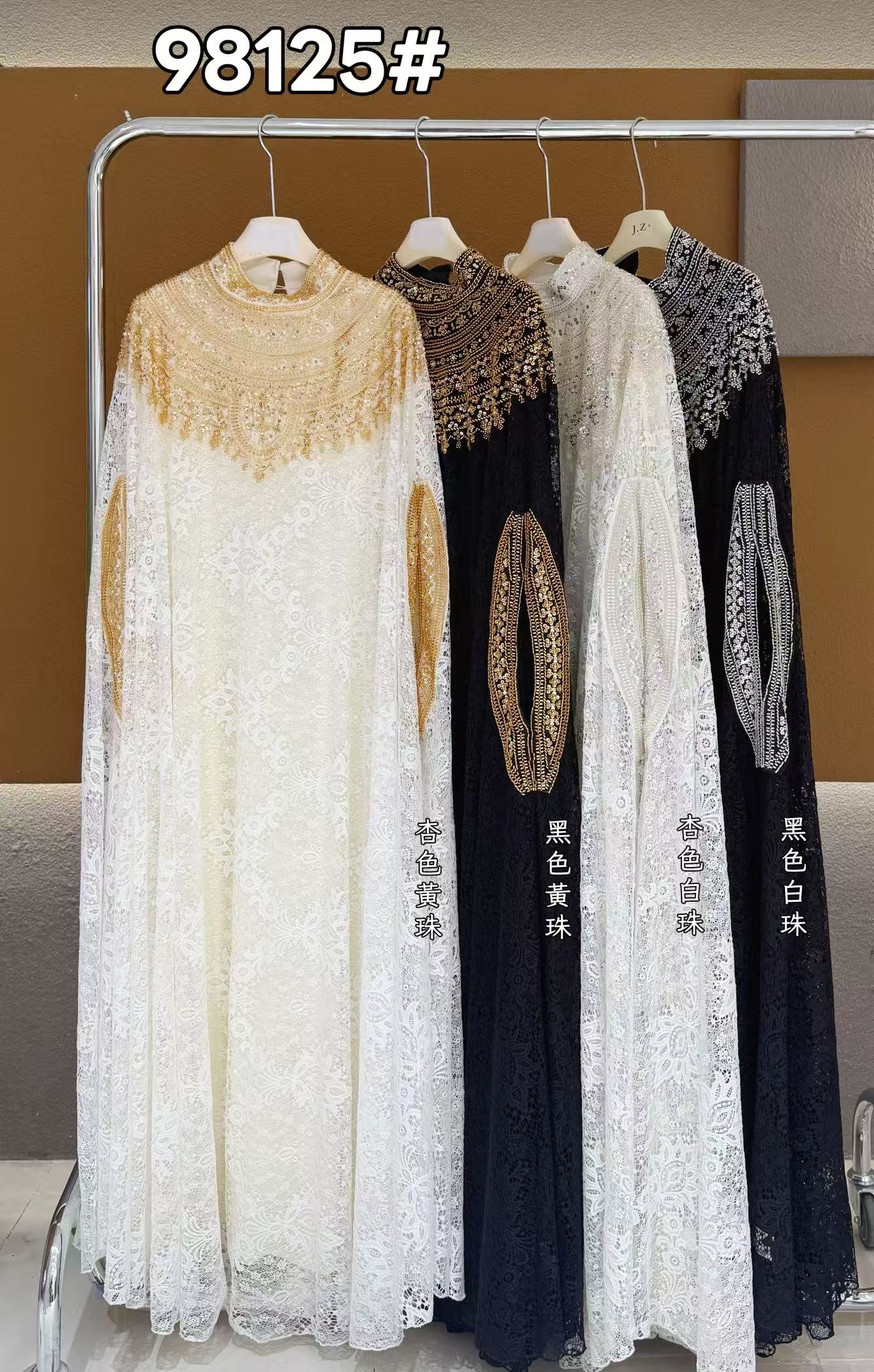 Ethnic style, Western style, elegant heavy industry dress, hand sewn long nail bead dress_98125#