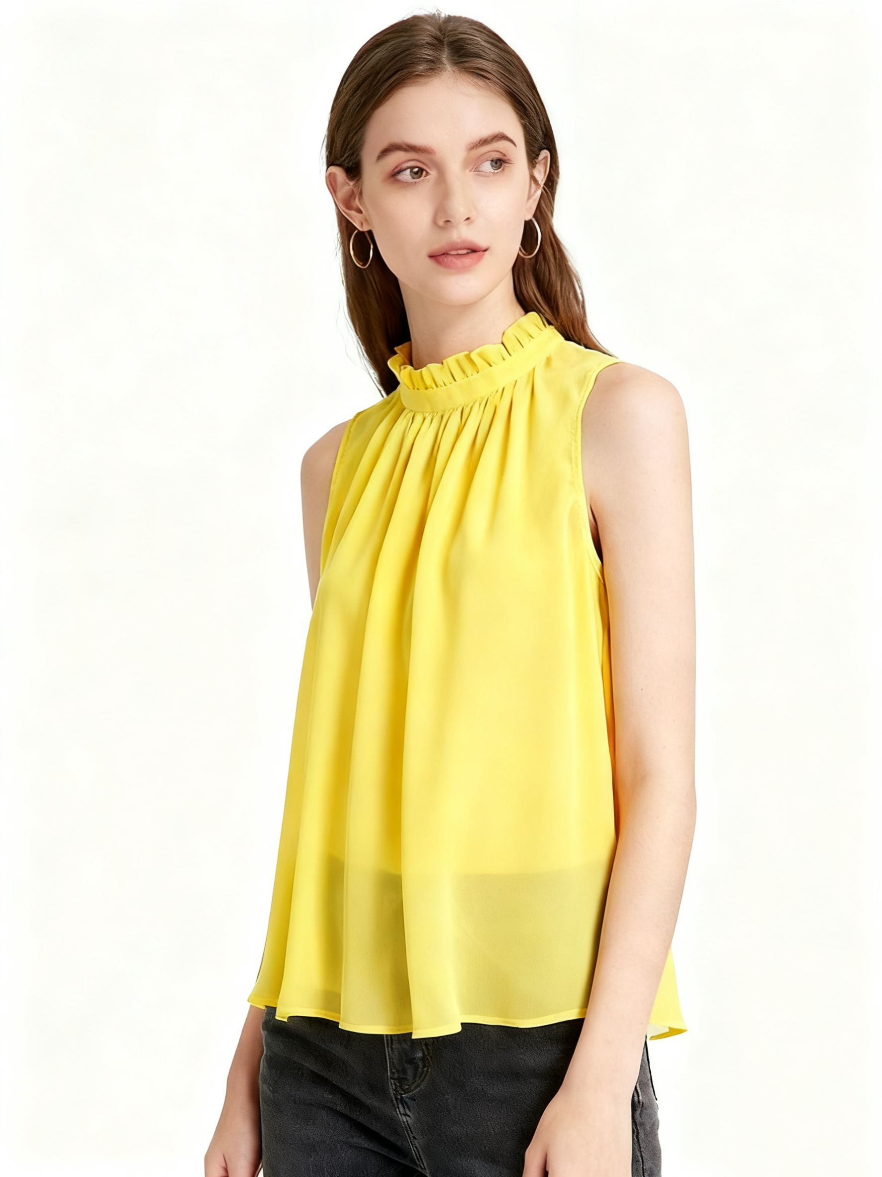 SLEEVELESS CHIFFON TOP_ABCS7566