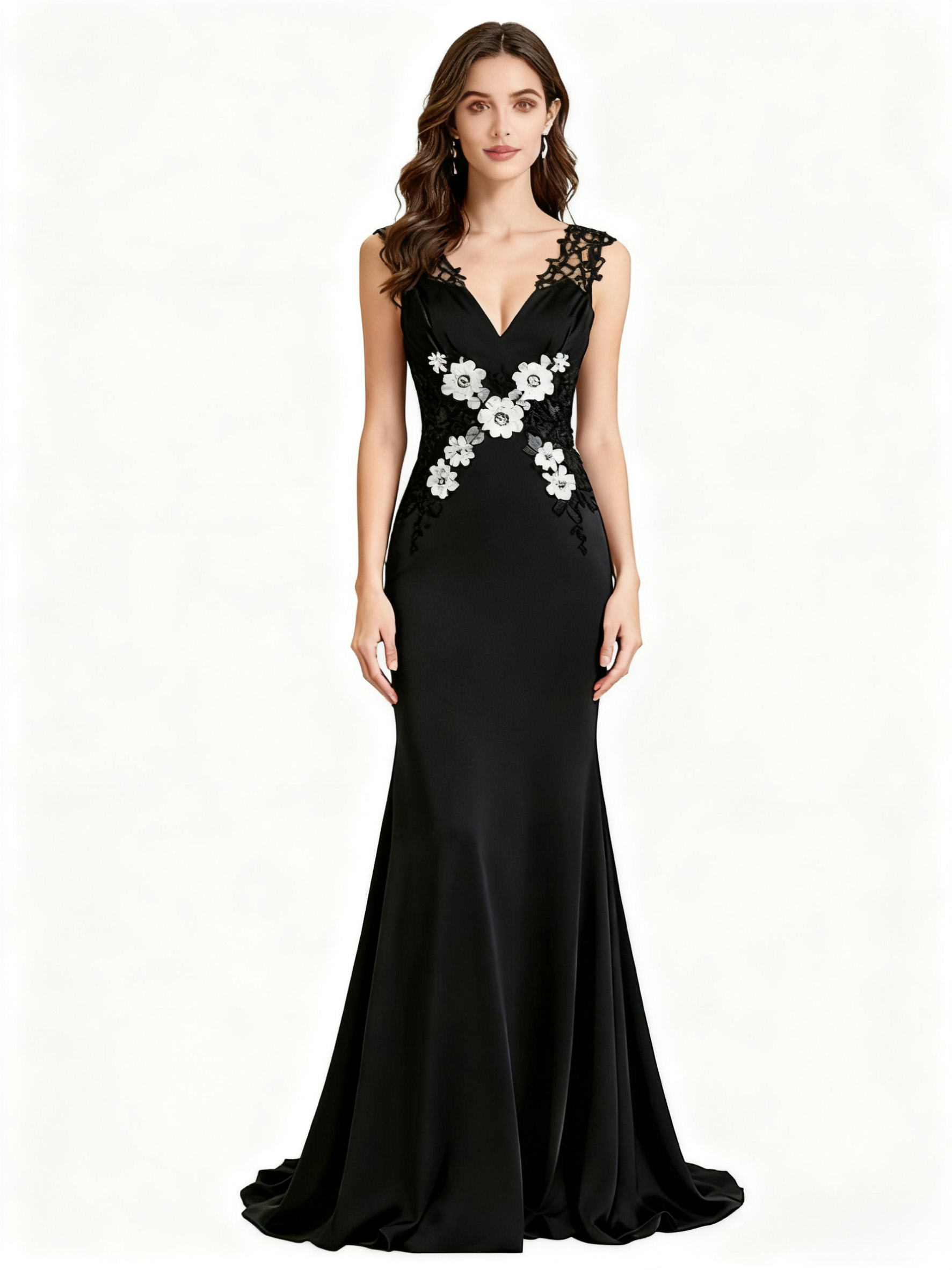 Elegant V-neck Evening Gown_ABED3586