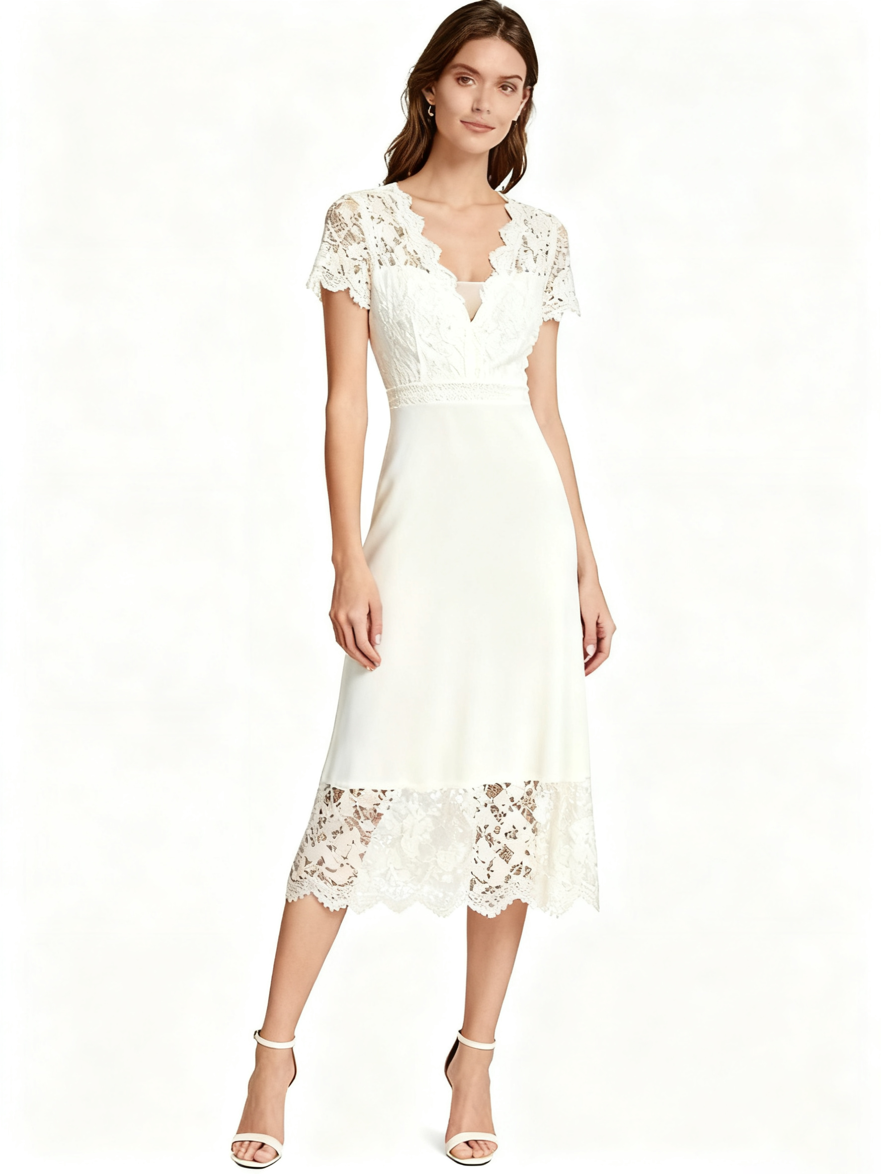 LACE OVERLAY MIDI DRESS_ABLS7874
