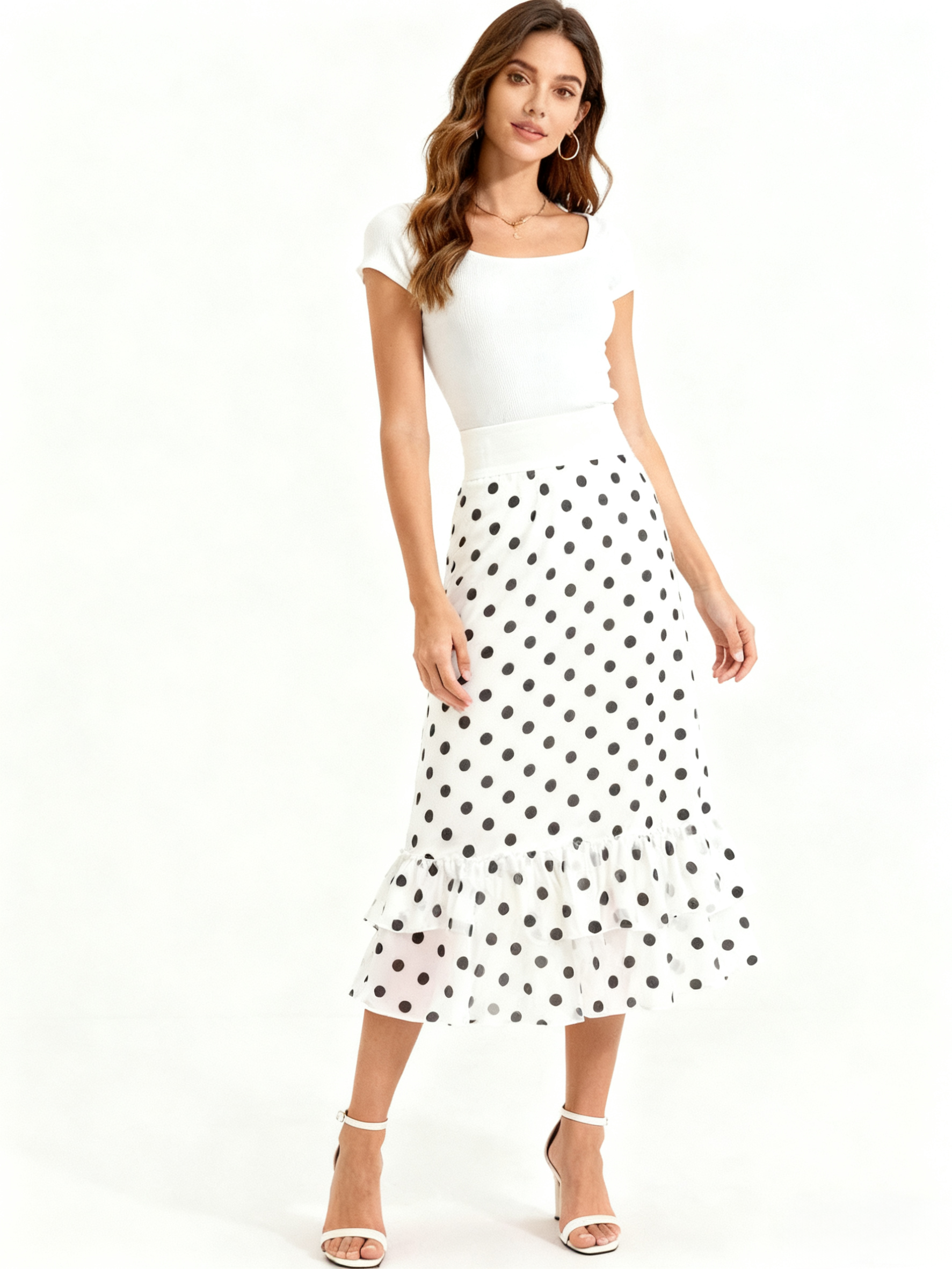 Polka Dot Chiffon Skirt_ABSLS8811